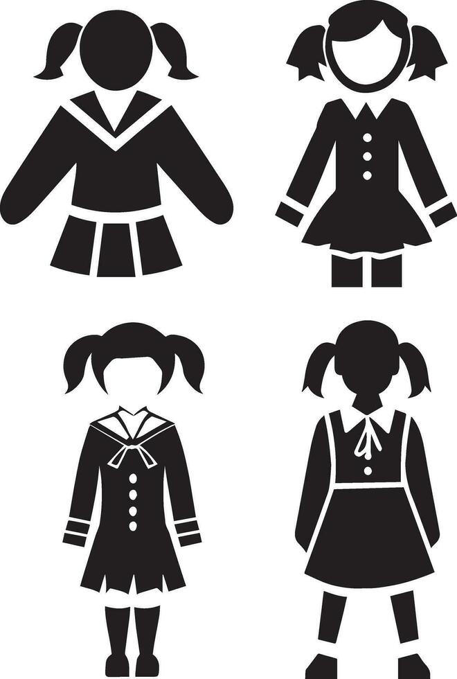 Girl Uniform Icon vector silhouette 7