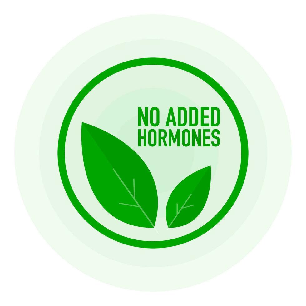 No added hormones green stamp in flat style on white background. Vector illustration.