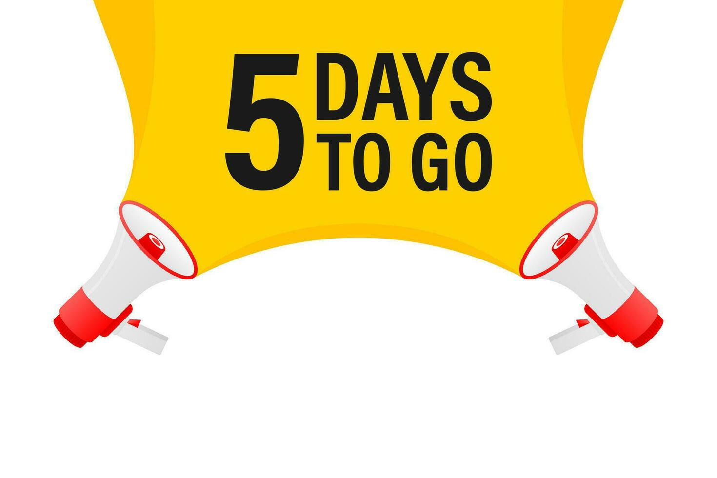 Loudspeaker. Megaphone with five days to go. Banner for business, marketing and advertising. vector