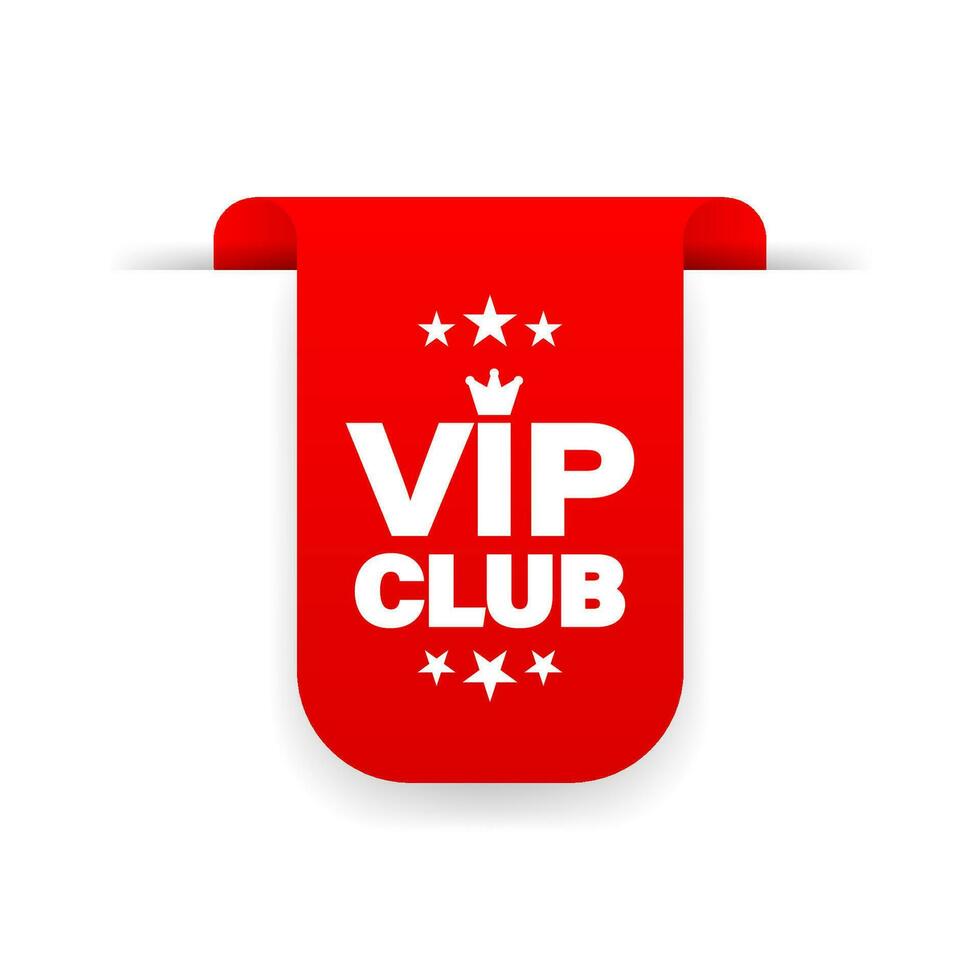 Vip Club red ribbon for web. Vector stock illustration.