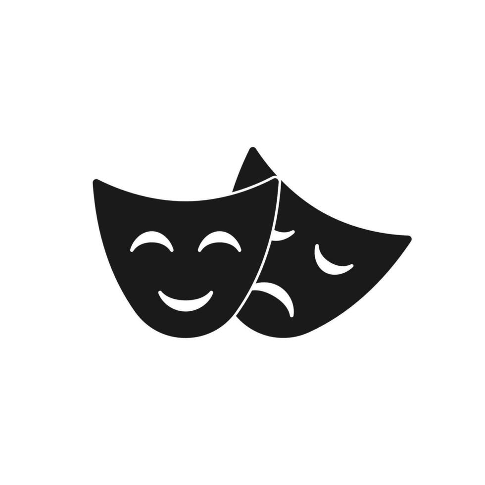 Comedy and tragedy theatrical masks. Vector illustration.