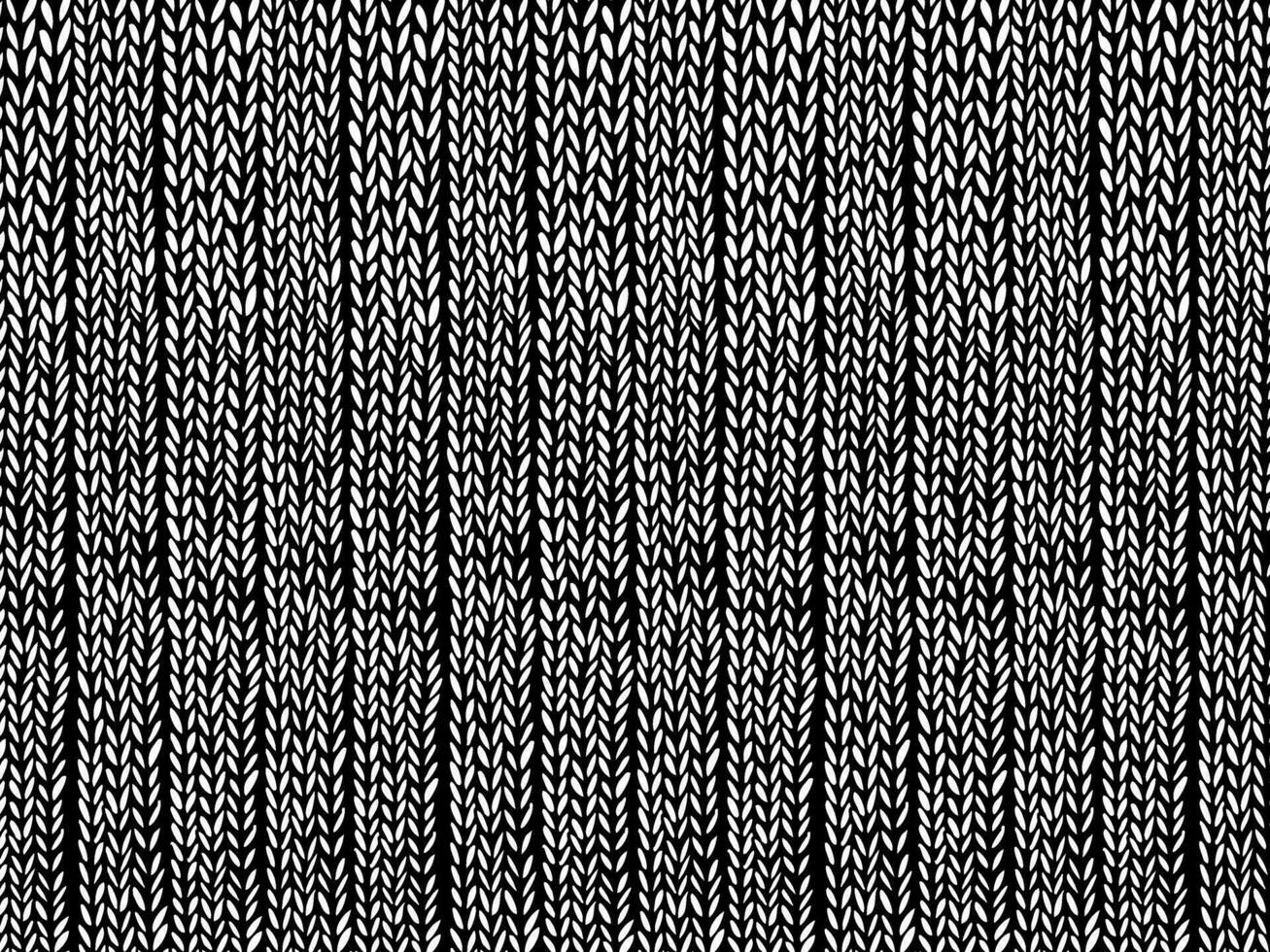 Texture pattern of knitted fabric in doodle style in black color for decoration vector