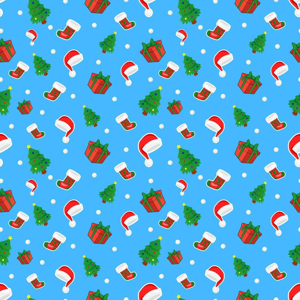 Winter seamless pattern on a blue background. vector