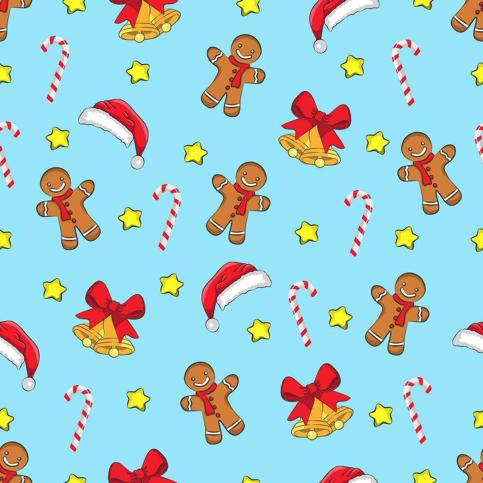 Christmas cartoon seamless pattern vector illustration.