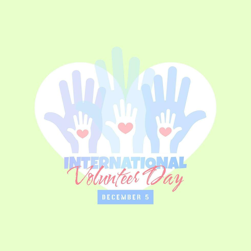 internacional voluntario día póster con un transparente Ayudar mano vector