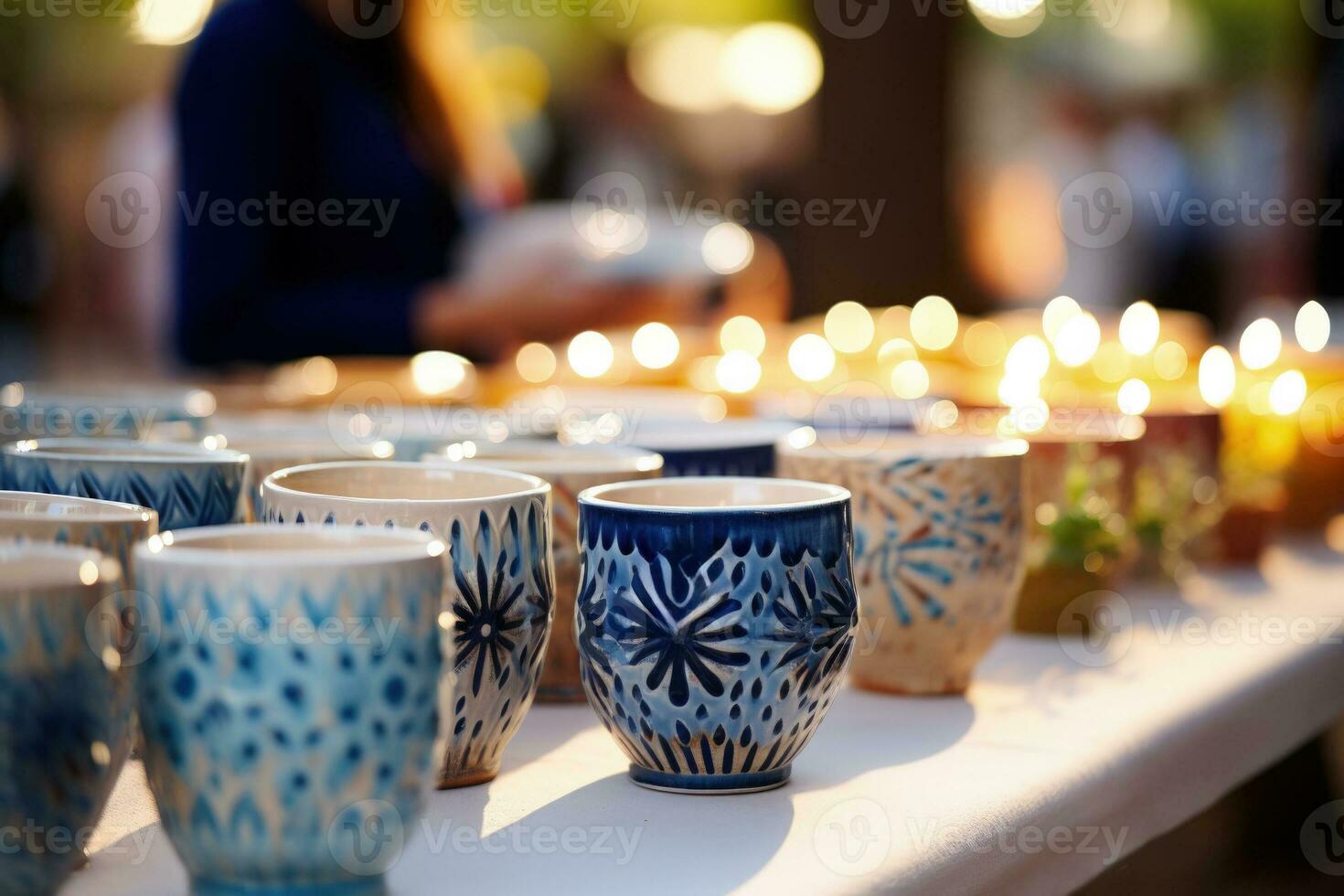 Spanish holiday market revealing intriguing artisanal ceramics in festive ambiance photo