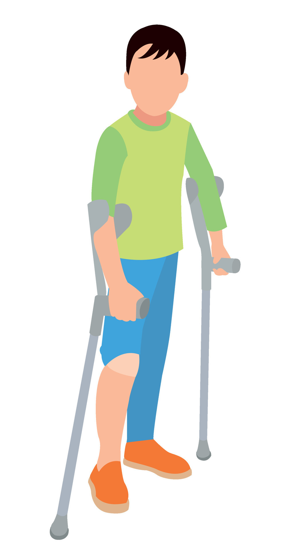 happy cute boy walking with crutches 34346014 Vector Art at Vecteezy
