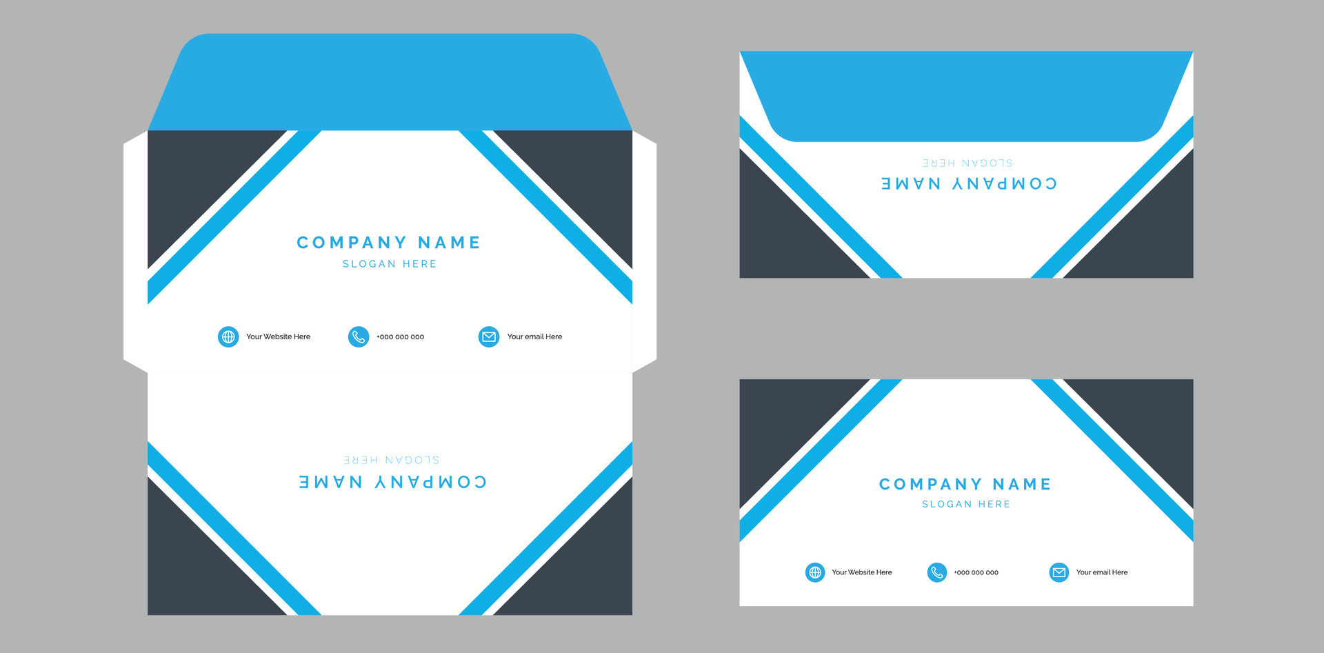 Envelope Design. DL Envelope design with front and back. Luxury, Modern