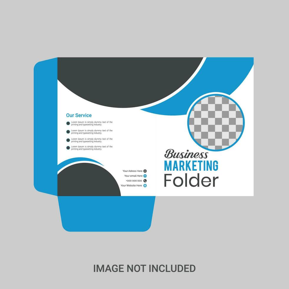 Business folder for files, design. The layout is for posting information about the company, photo, text. vector