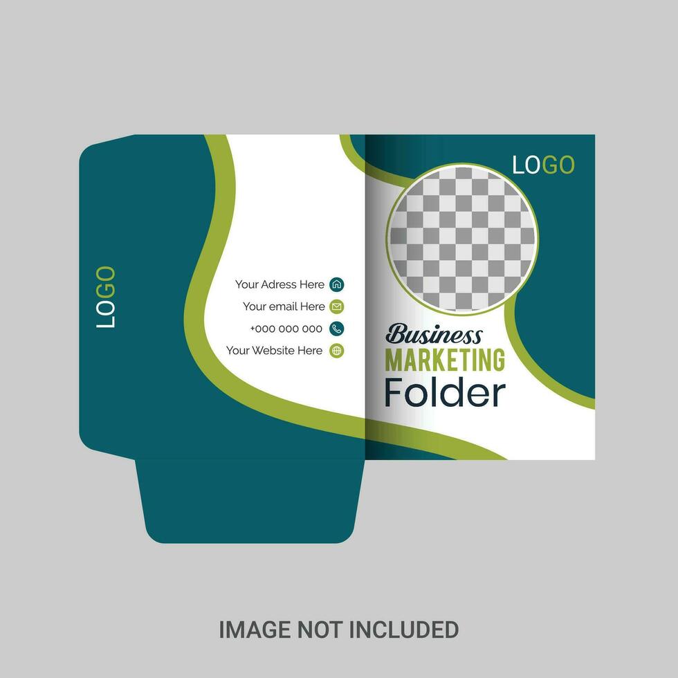 Document folder design, cover design, photo and text template, vector