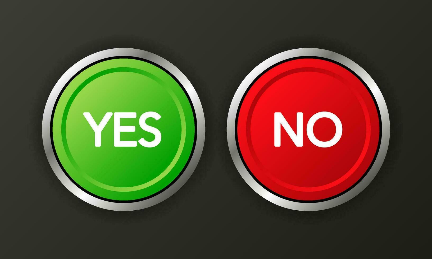 Yes and No Button list icons set, green and red isolated on white