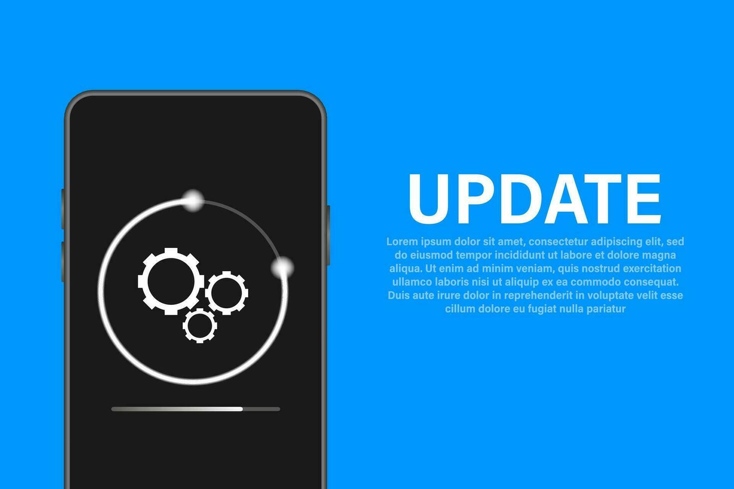 Data update or synchronize with bar process. Update on laptop and smartphone. vector