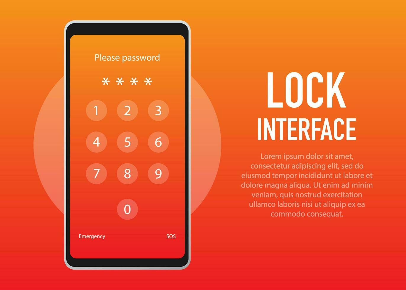 Screen Lock. PInterface for lock screen or enter password pages. Vector illustration.