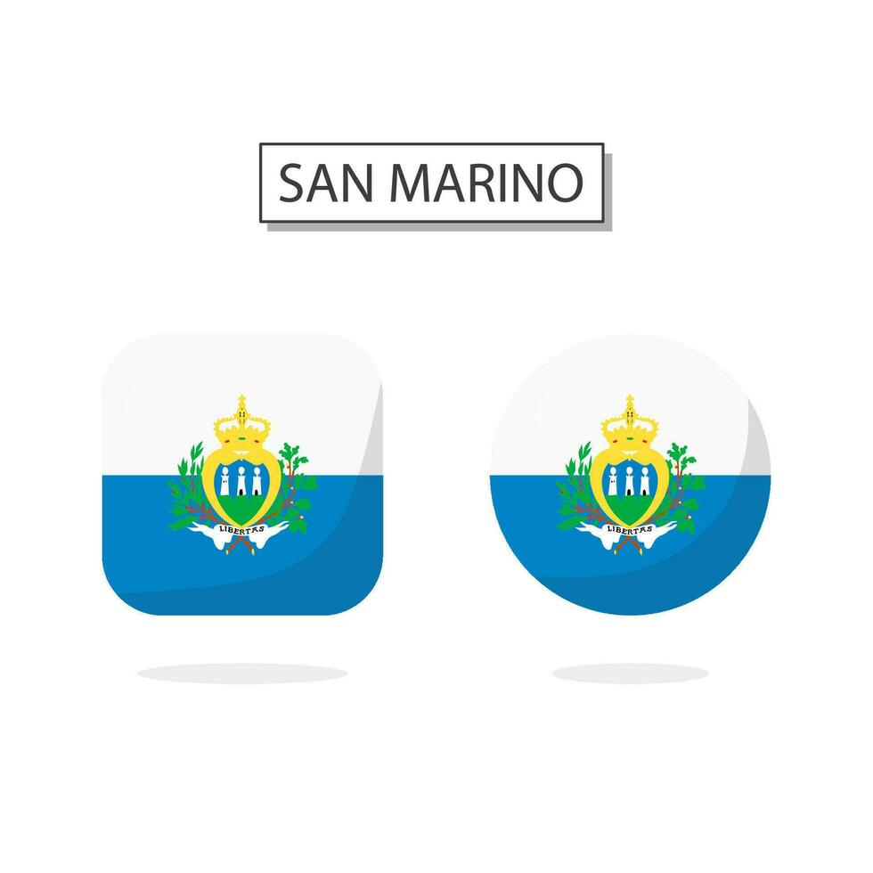 bandera de san marino 2 formas icono 3d dibujos animados estilo. vector