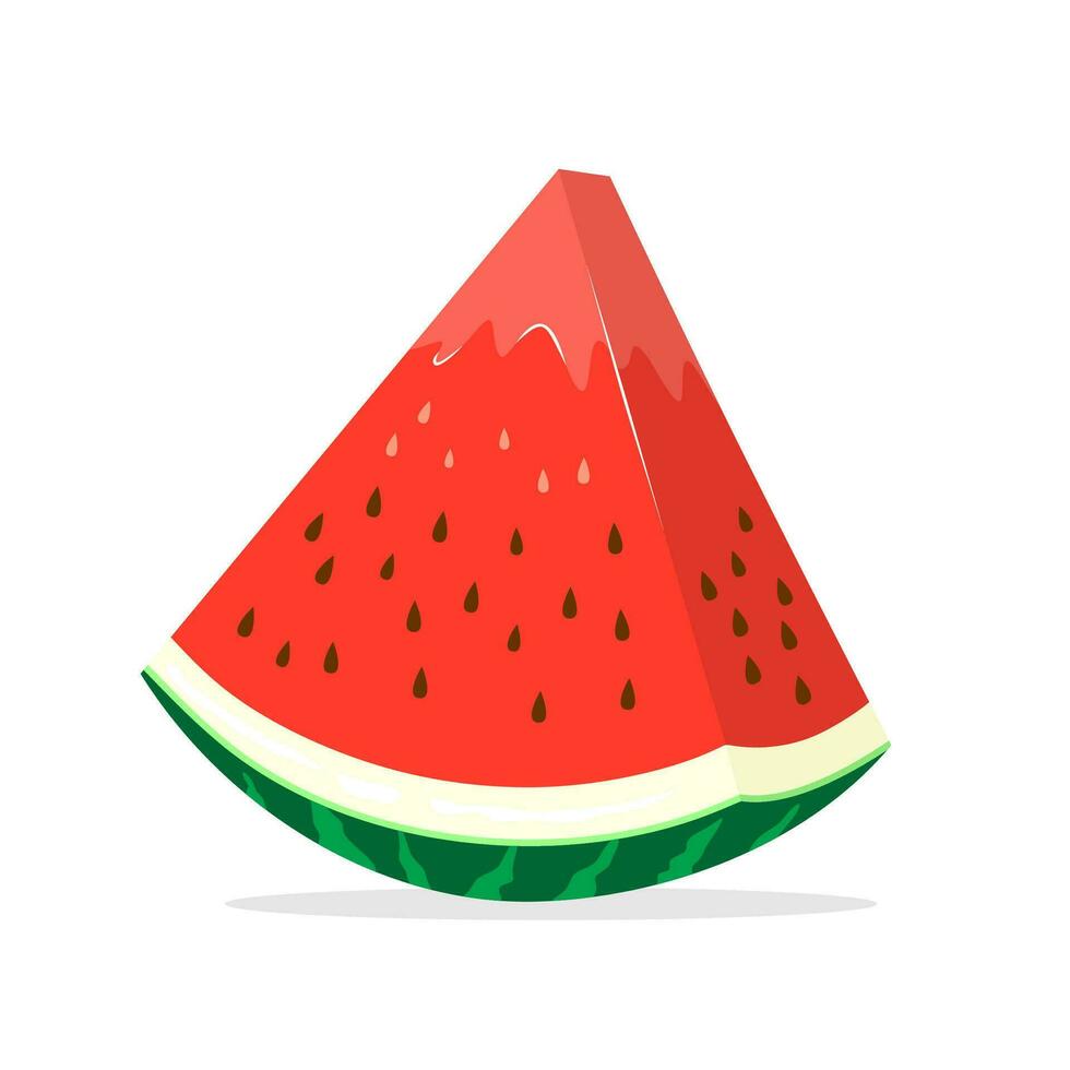 Flat design vector slice of watermelon isolated on white background.