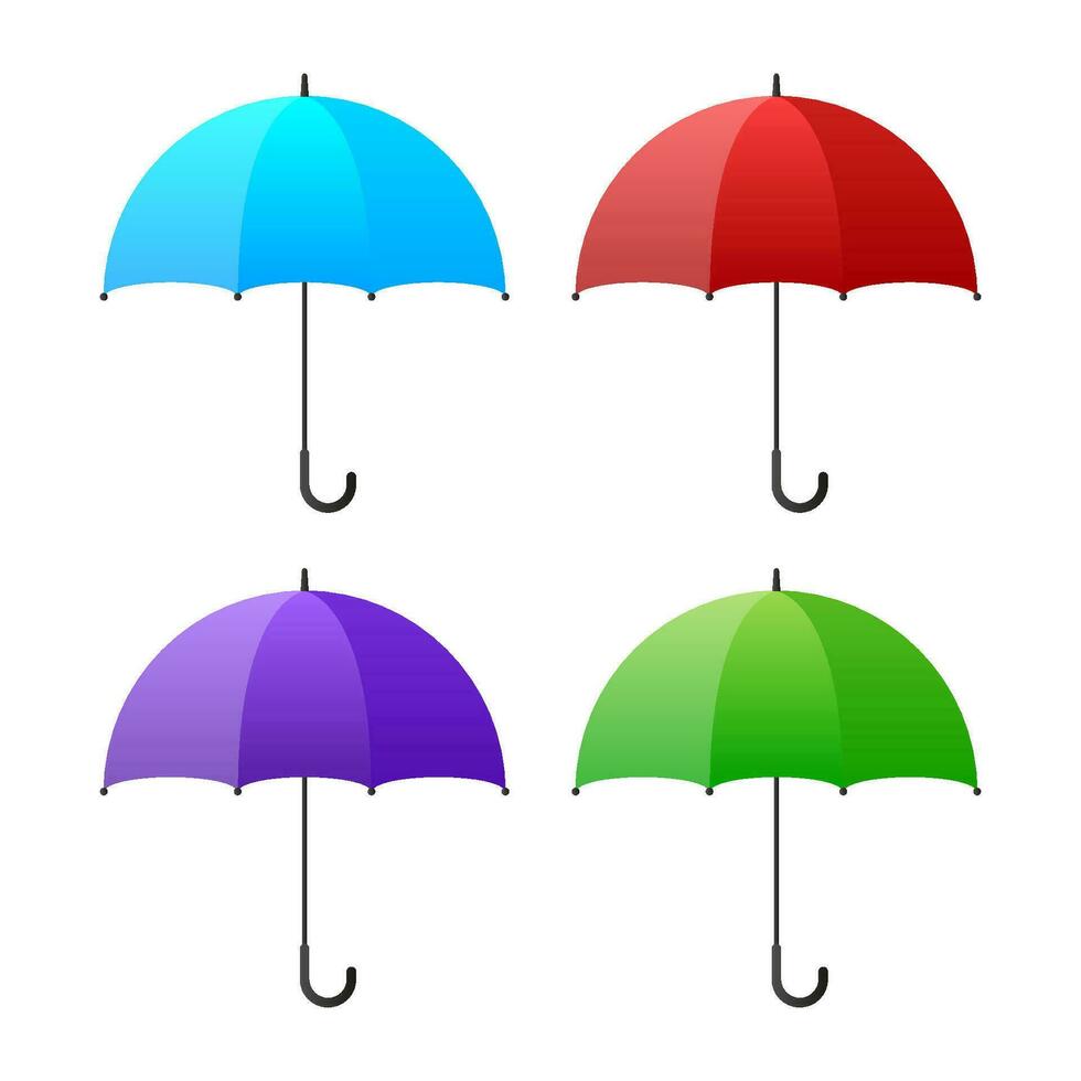 Colorful umbrella icon in flat design. Vector illustration.