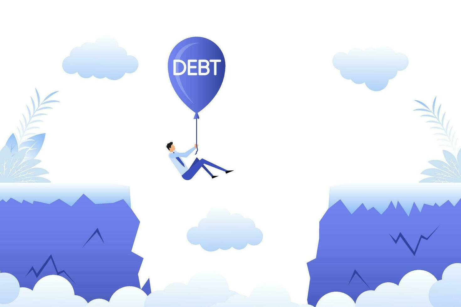 Cartoon icon with people chasm. Debt concept. Team concept. vector
