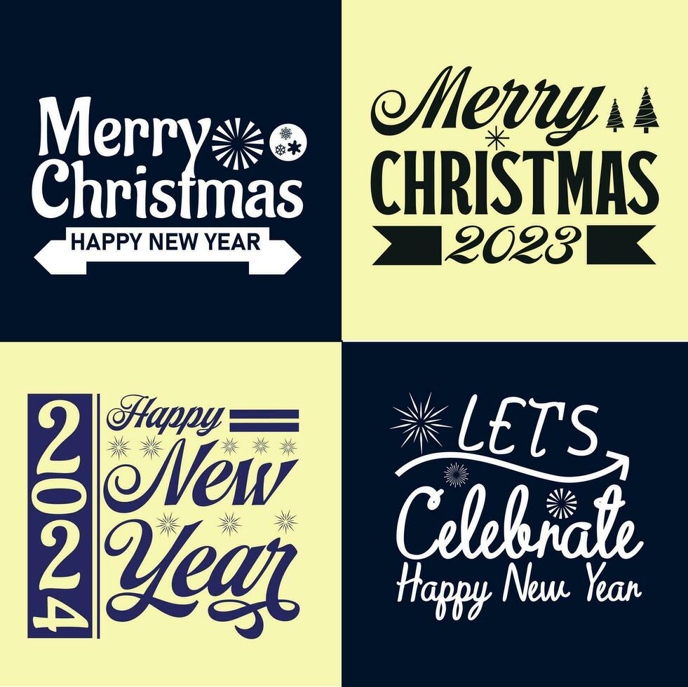 Happy new year and merry christmas typography t shirt design  vol. 005 vector