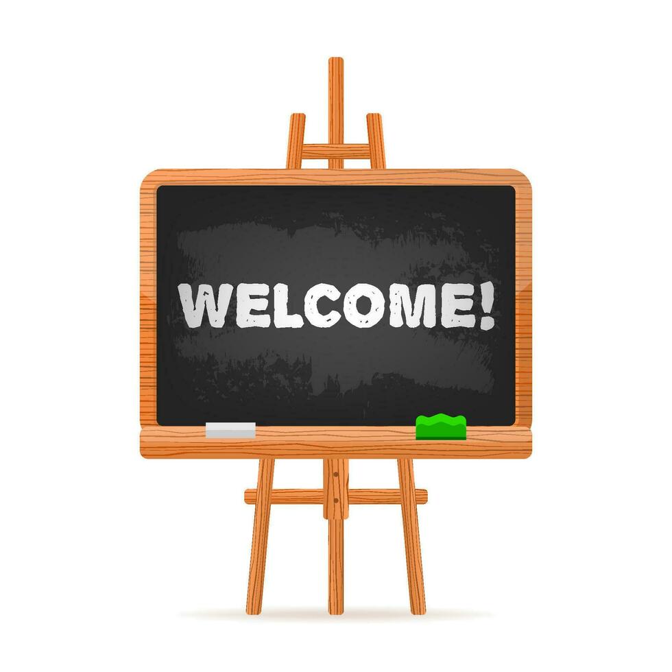Welcome school board in flat style on white background. Vintage background. Banner design vector