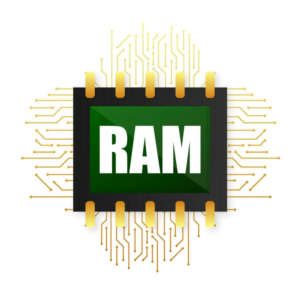 RAM flash memory chip. PC hardware. Vector illustration