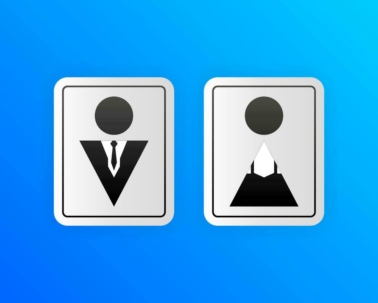 WC door plate symbol. Men, women restroom. Vector illustration.