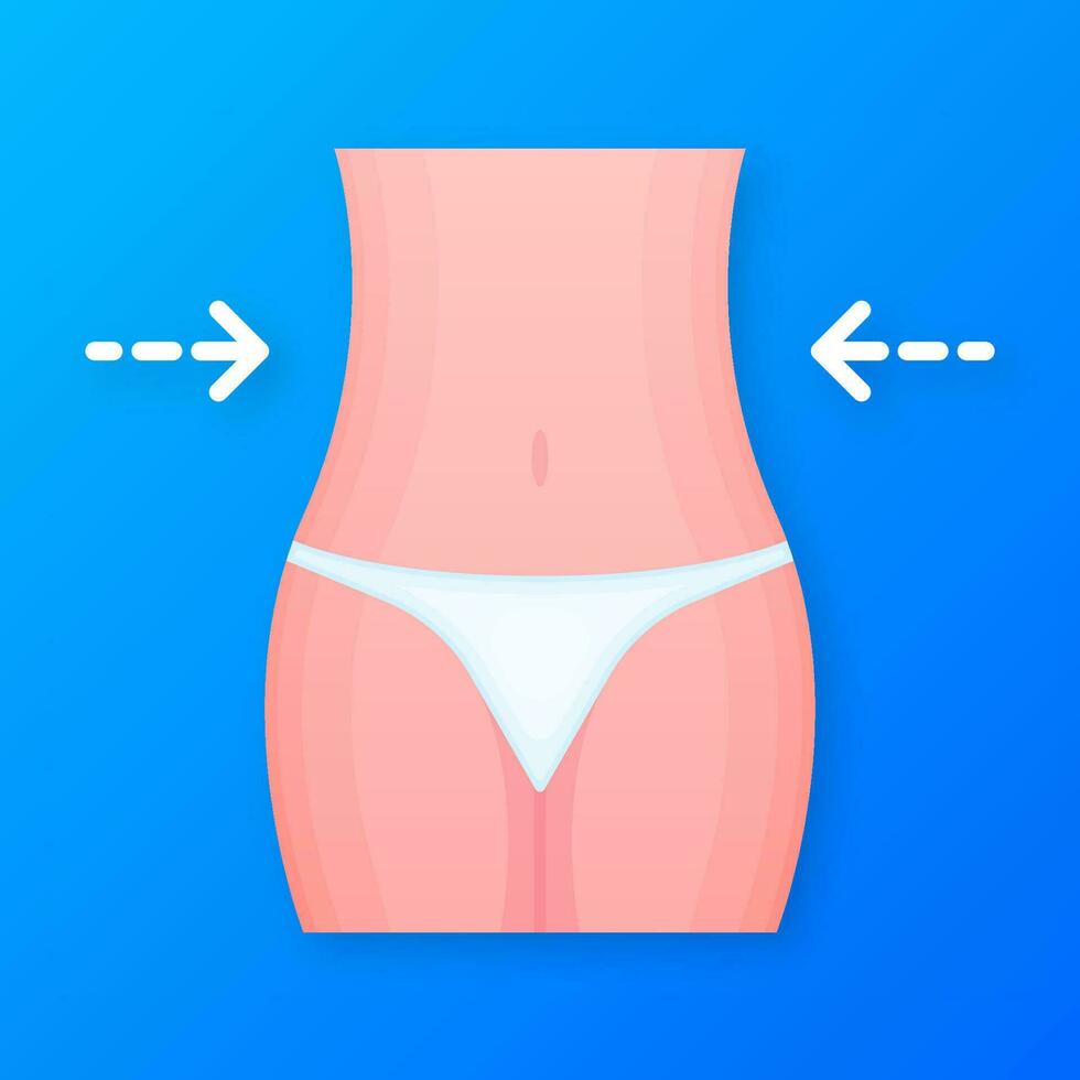 Weight loss program, diet. Fitness or liposuction. Vector illustration.