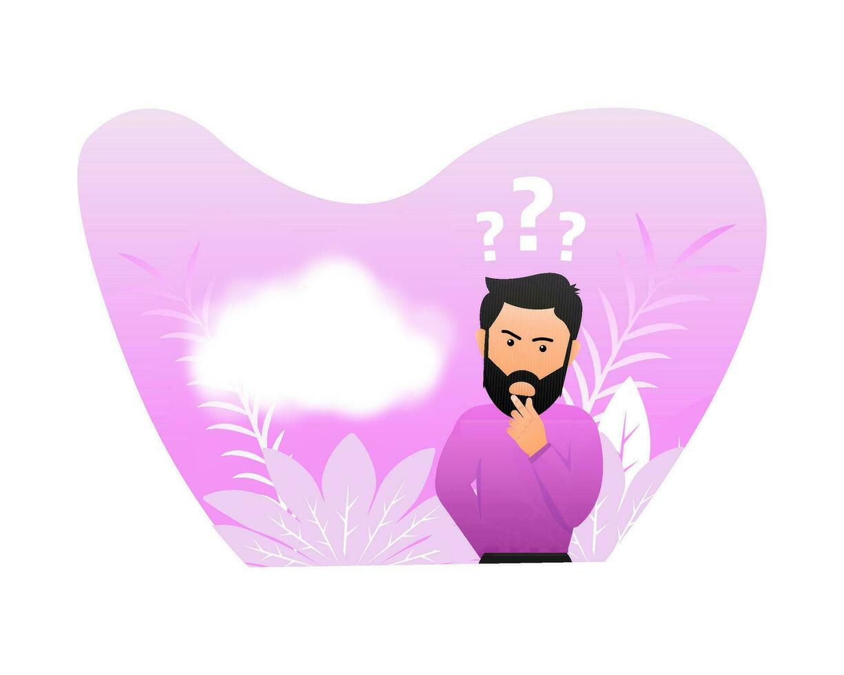 Question mark on face represent about person. Guess flat man vector