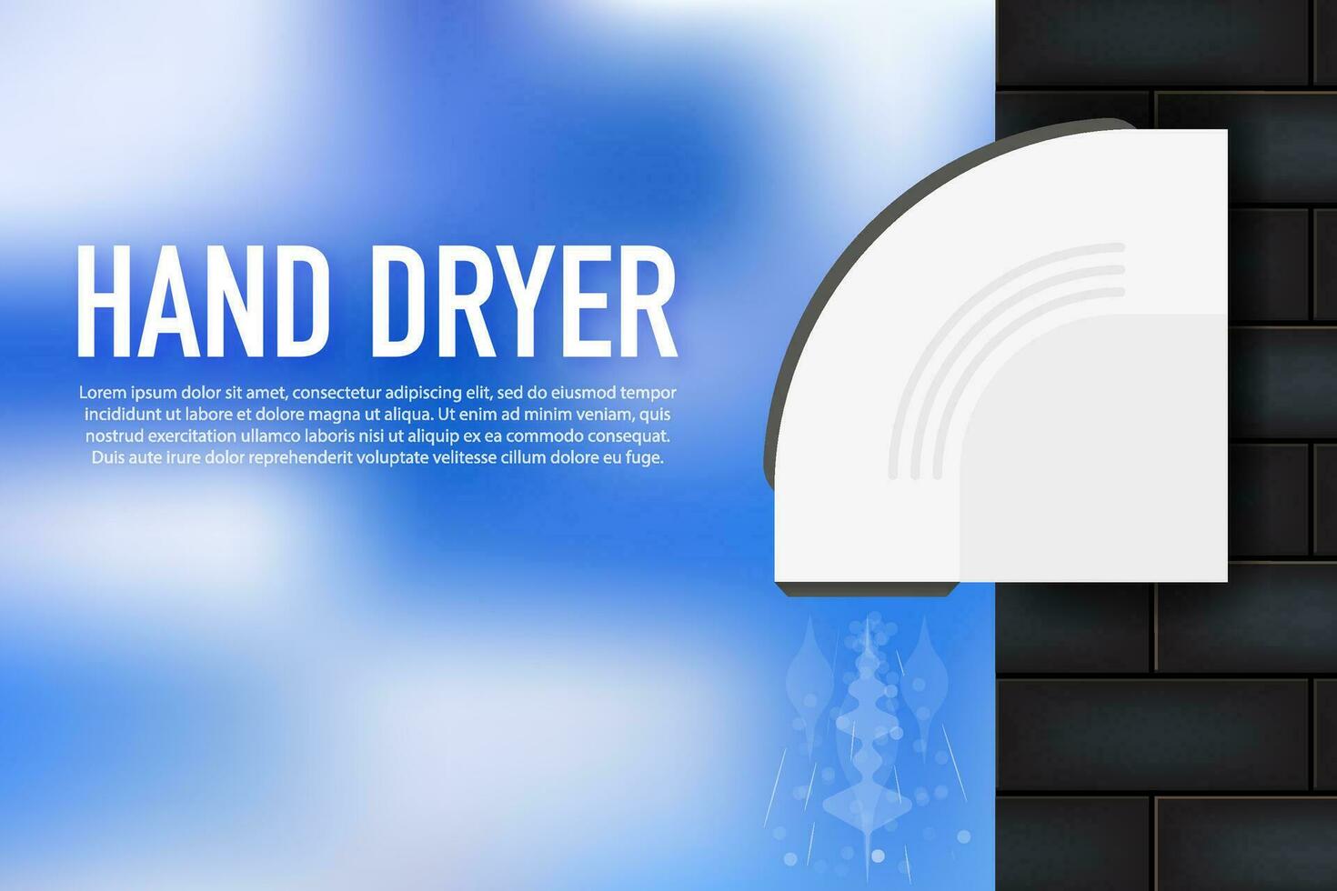 Automatic Hand Dryer, hygienic equipment. Vector illustration.
