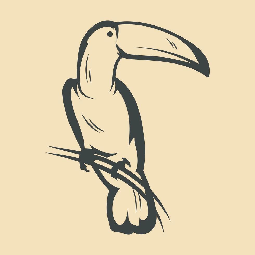 Retro toucan Bird vector Stock Illustration