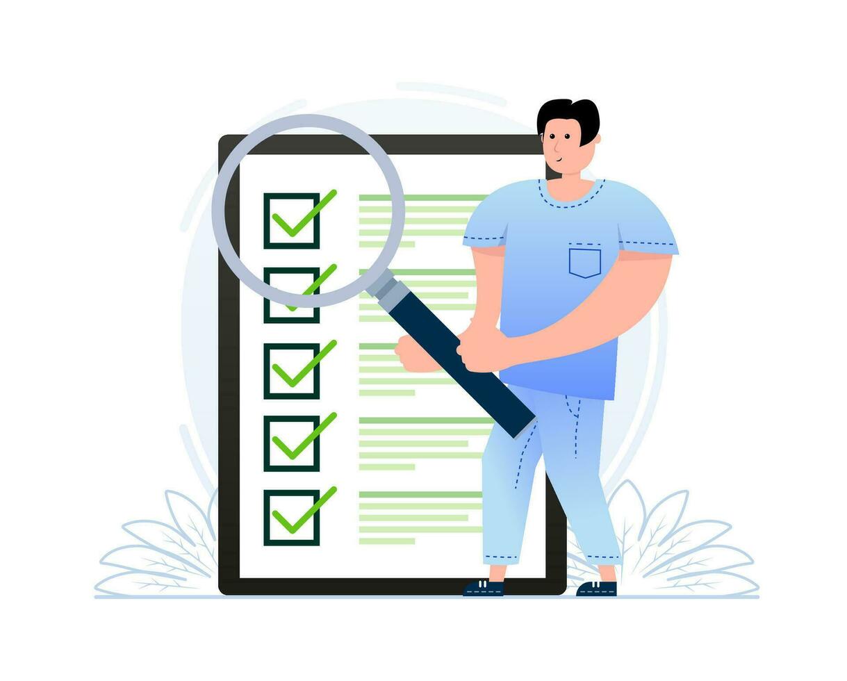 Checklist clipboard, check list and check marks. To-do list, survey. Online exam. vector
