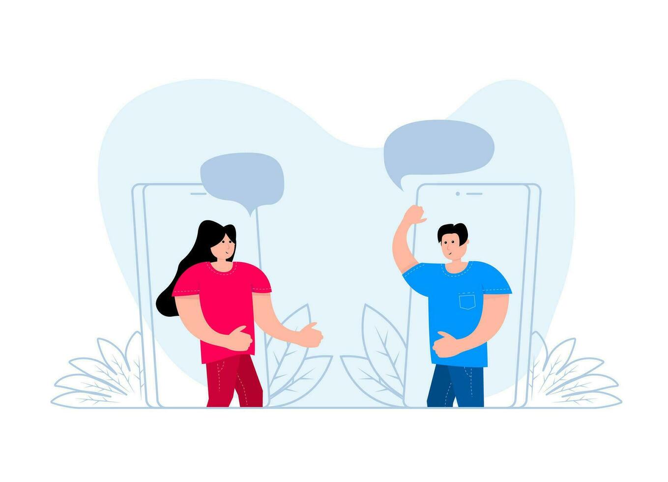 Two people are talking. Discussion, exchange of ideas. Job interview. Speaking people. vector