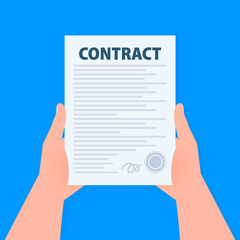 Contract document form. Sign contract. Vector illustration.