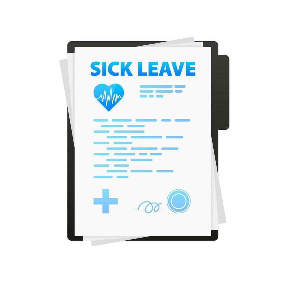 Medical document. Sick leave certificate. Vector stock illustration.