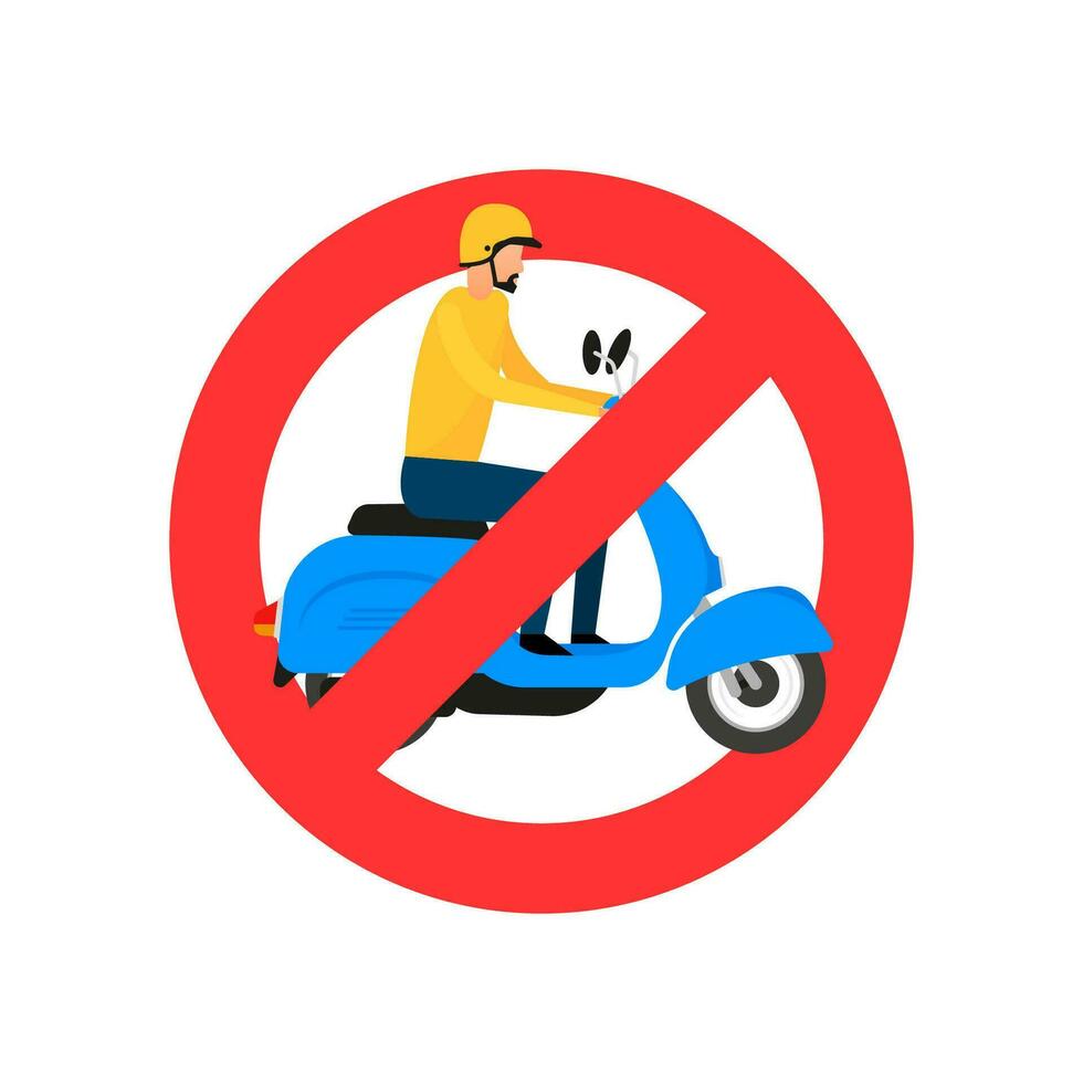 No scooter or motorbike sign. Red crossed circle icon. vector