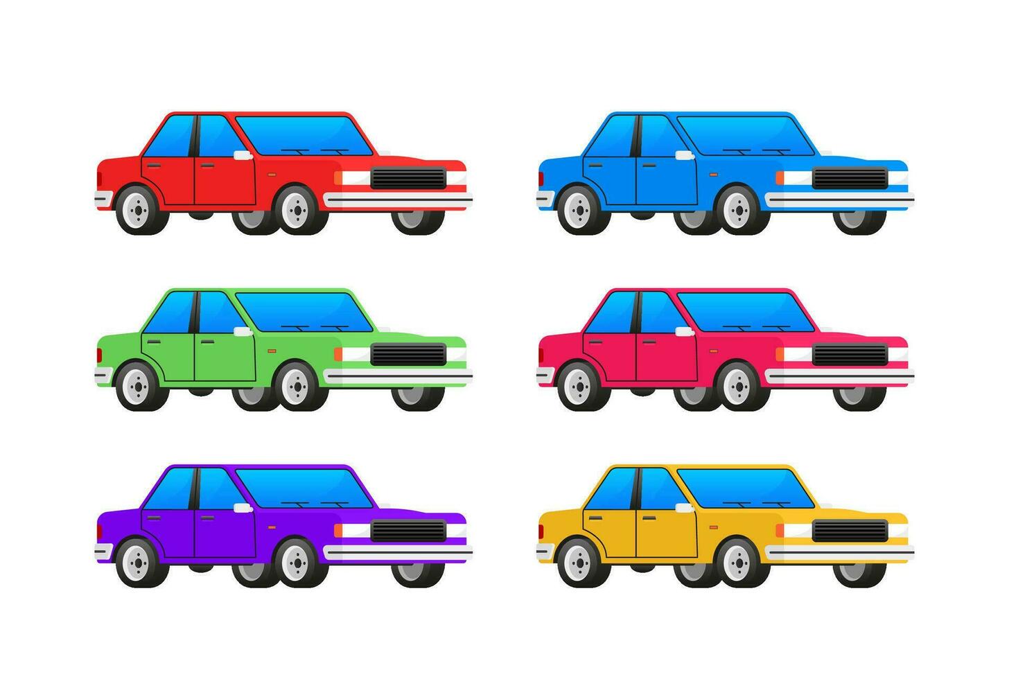 plano carros colocar. coche recopilación. vector ilustración.