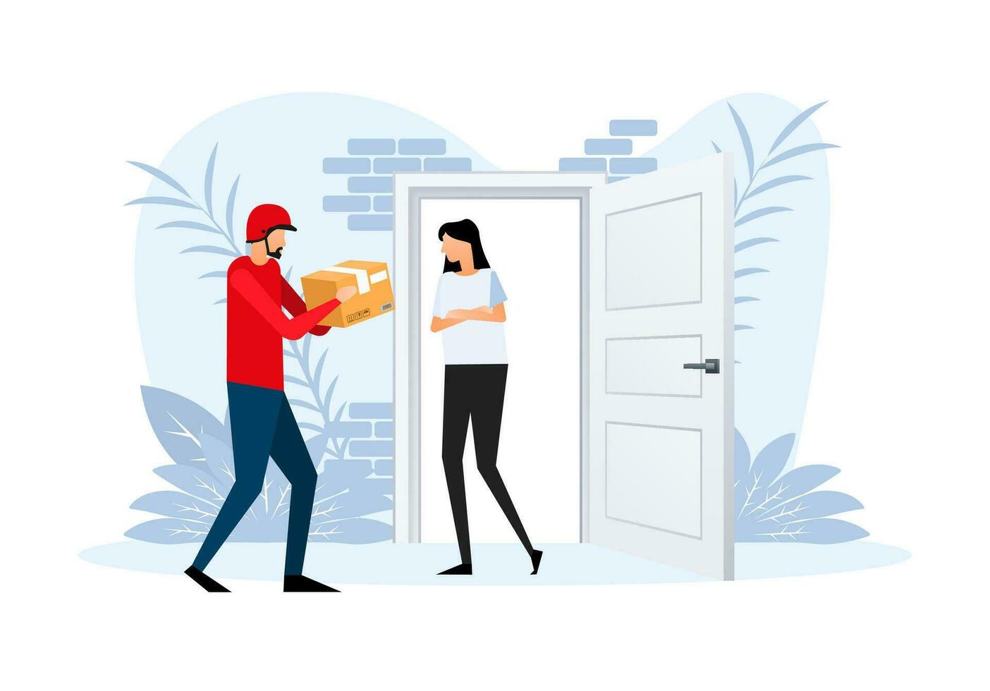 Safe home delivery. Delivery of an online order. Free delivery. vector