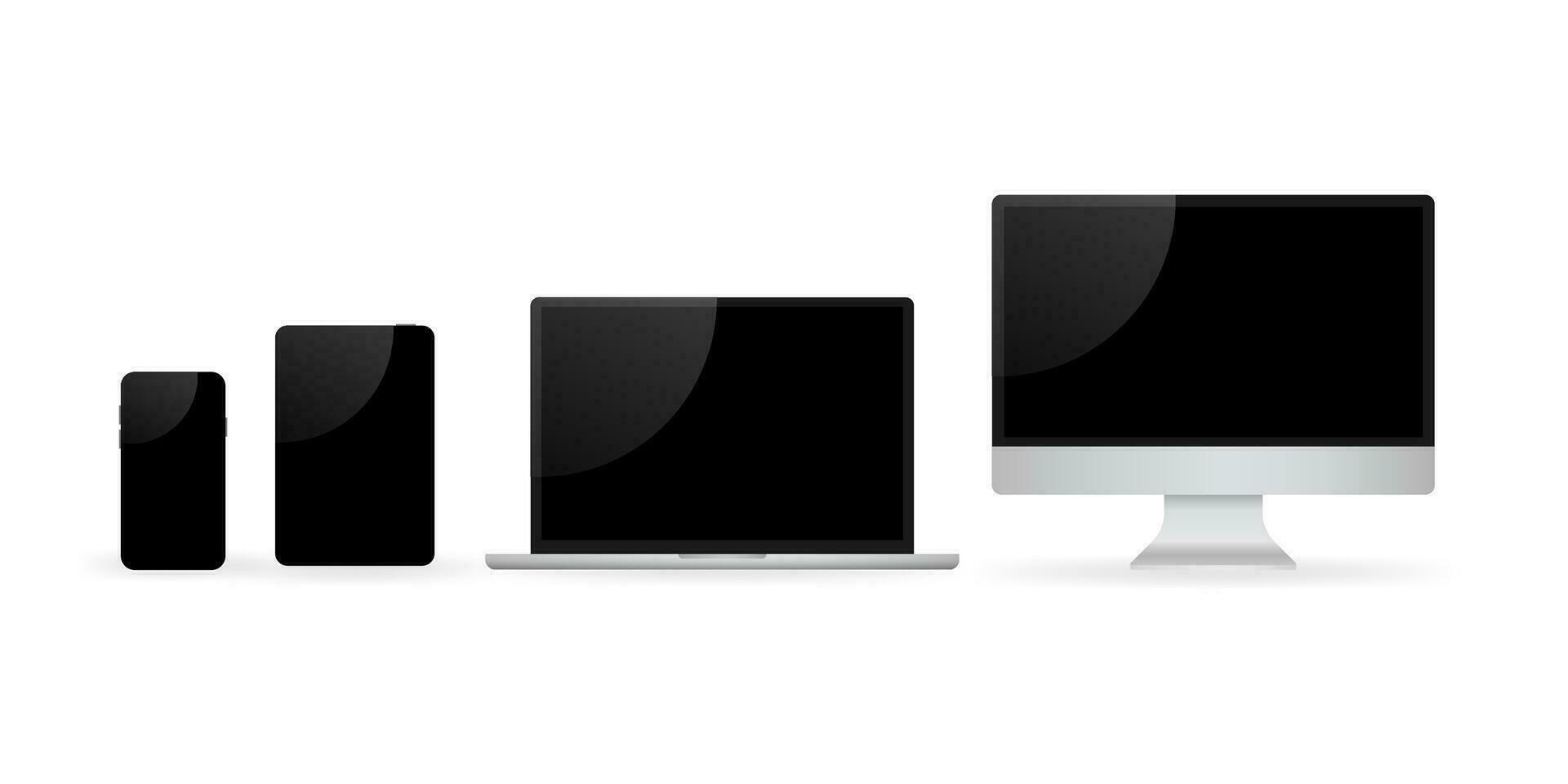 Laptop isolated . Gadget illustration . Modern computer, laptop, smartphone on a white background. vector