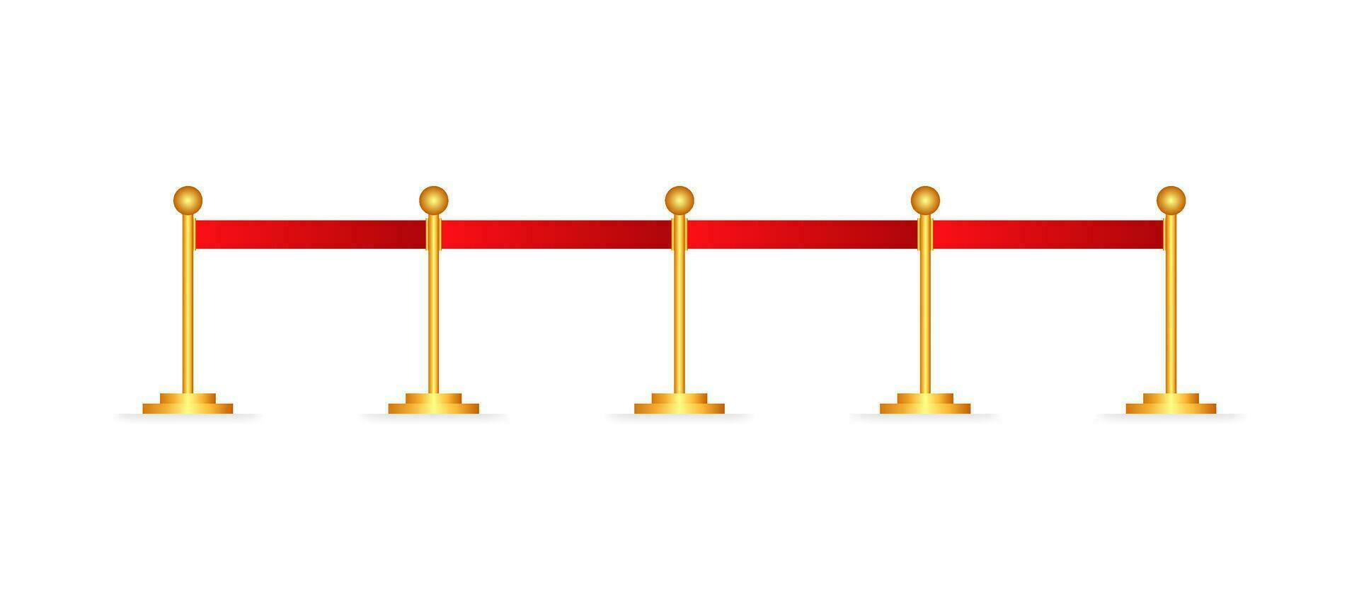 realista cerca con rojo cuerdas en oro puntales. exclusivo evento. vector ilustración.