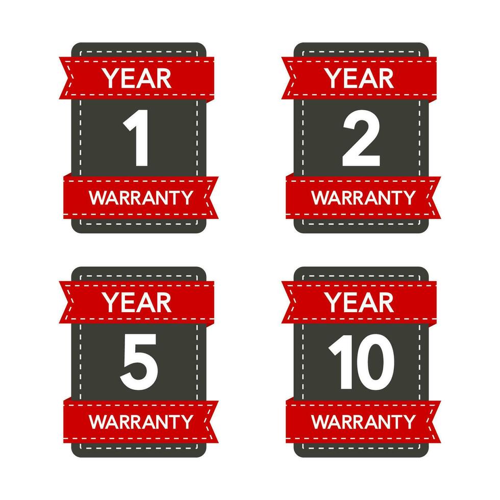 Badges set with year warranty on white background. Vector illustration.
