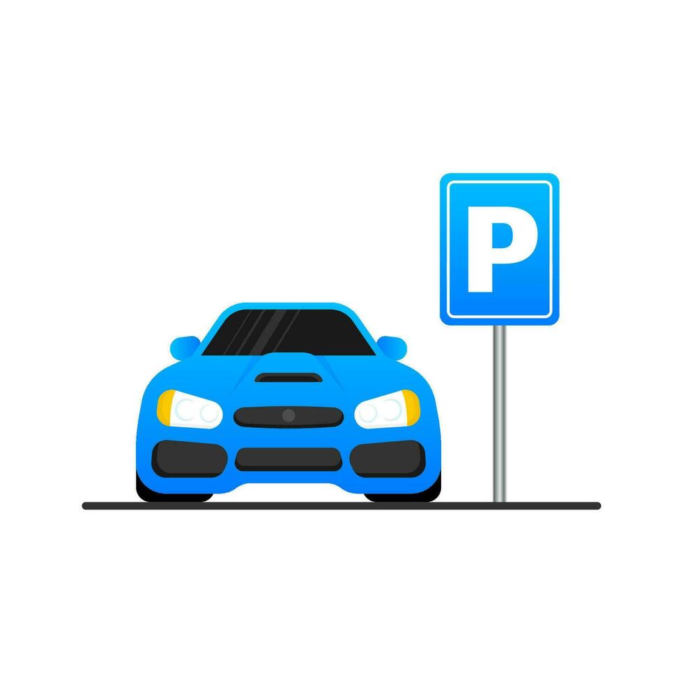 Isolated Parking Sign - Blue roadsign with letter P isolated on white background vector