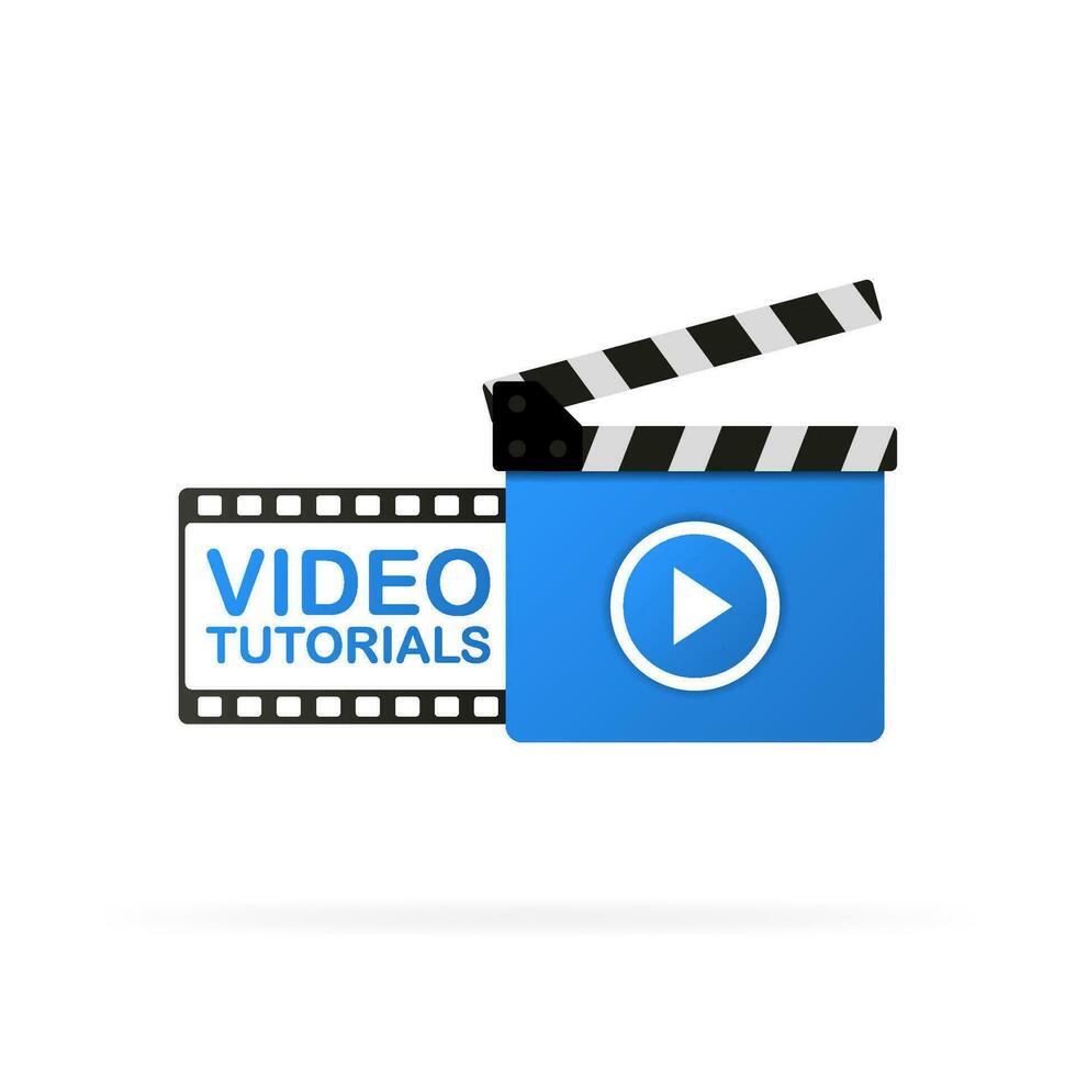 vídeo tutorial icono en blanco antecedentes. vector