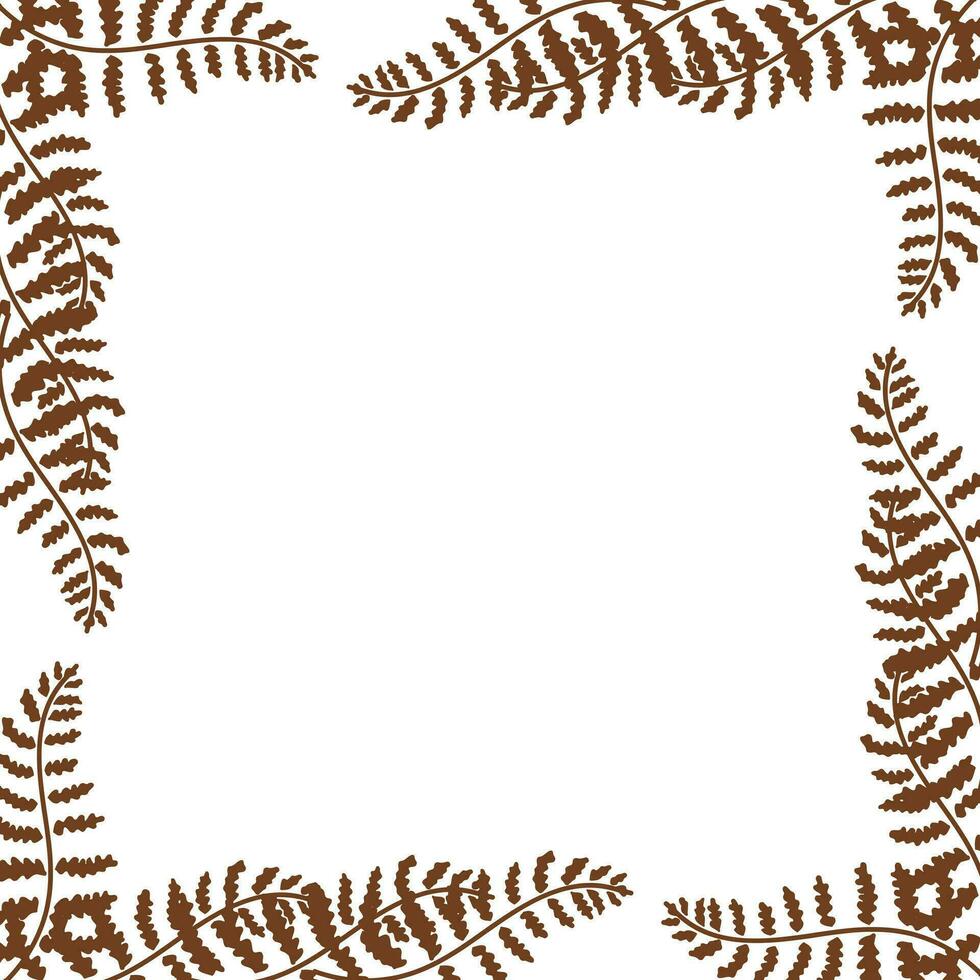 Frame with fern leaves for websites, cards and your other designs. Vector illustration isolated on white background.