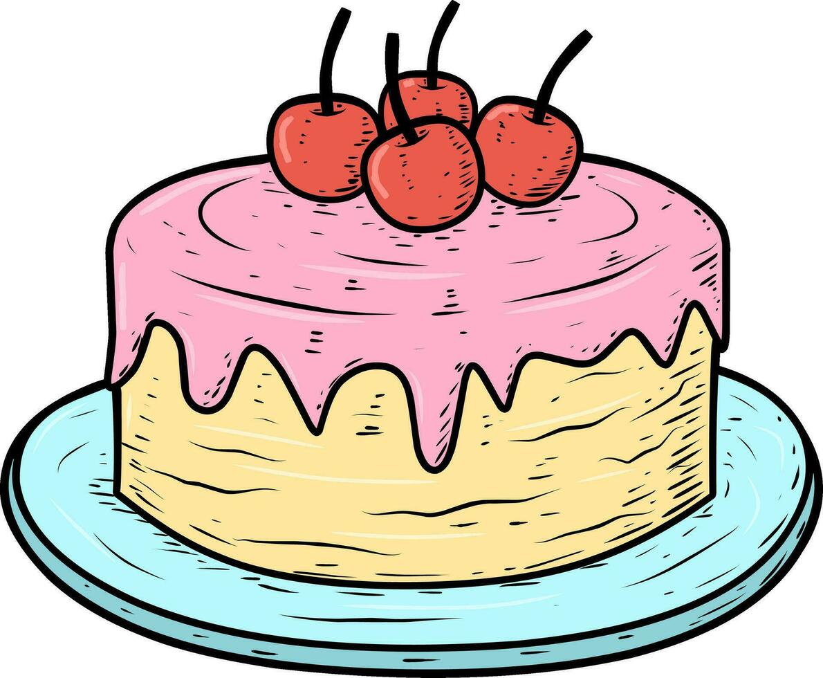 cake with cherry vector