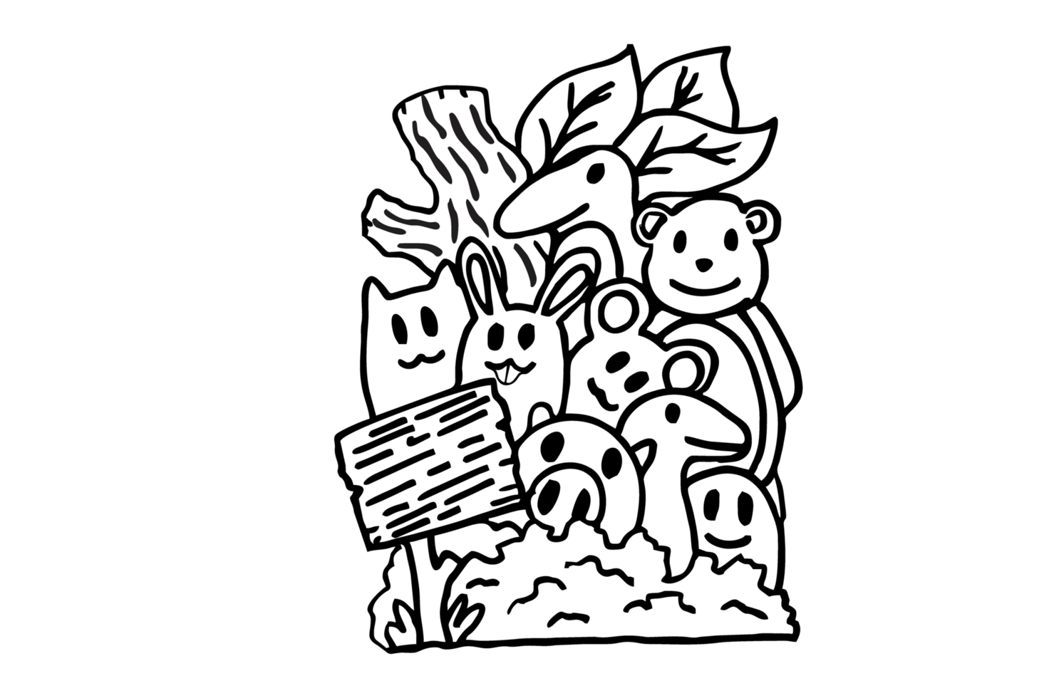 Animal Doodle Illustration With Transparent Background png
