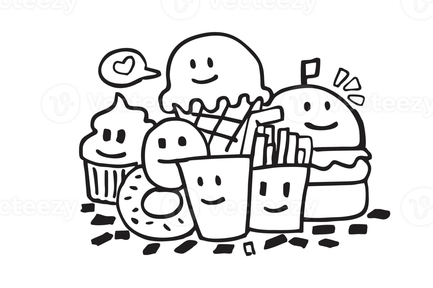 Food Doodle Illustration With Transparent Background png
