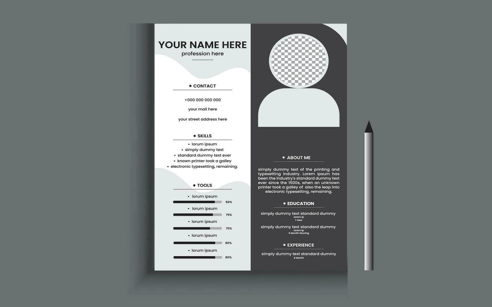 creative and simple cv template design vector