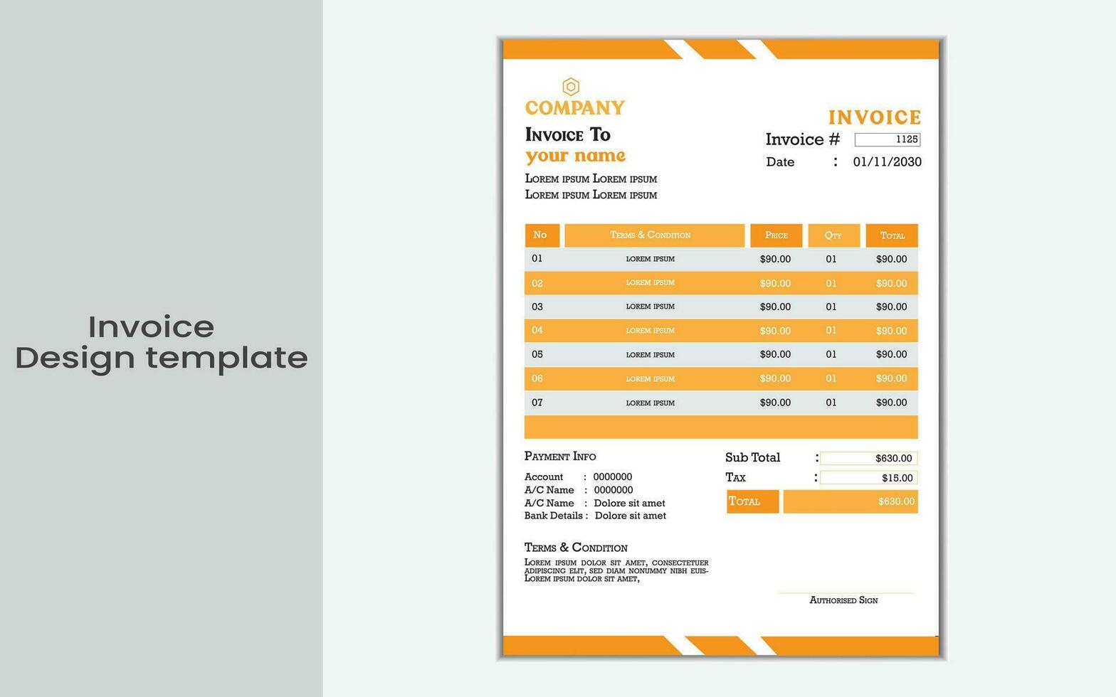 simple invoice design template. vector