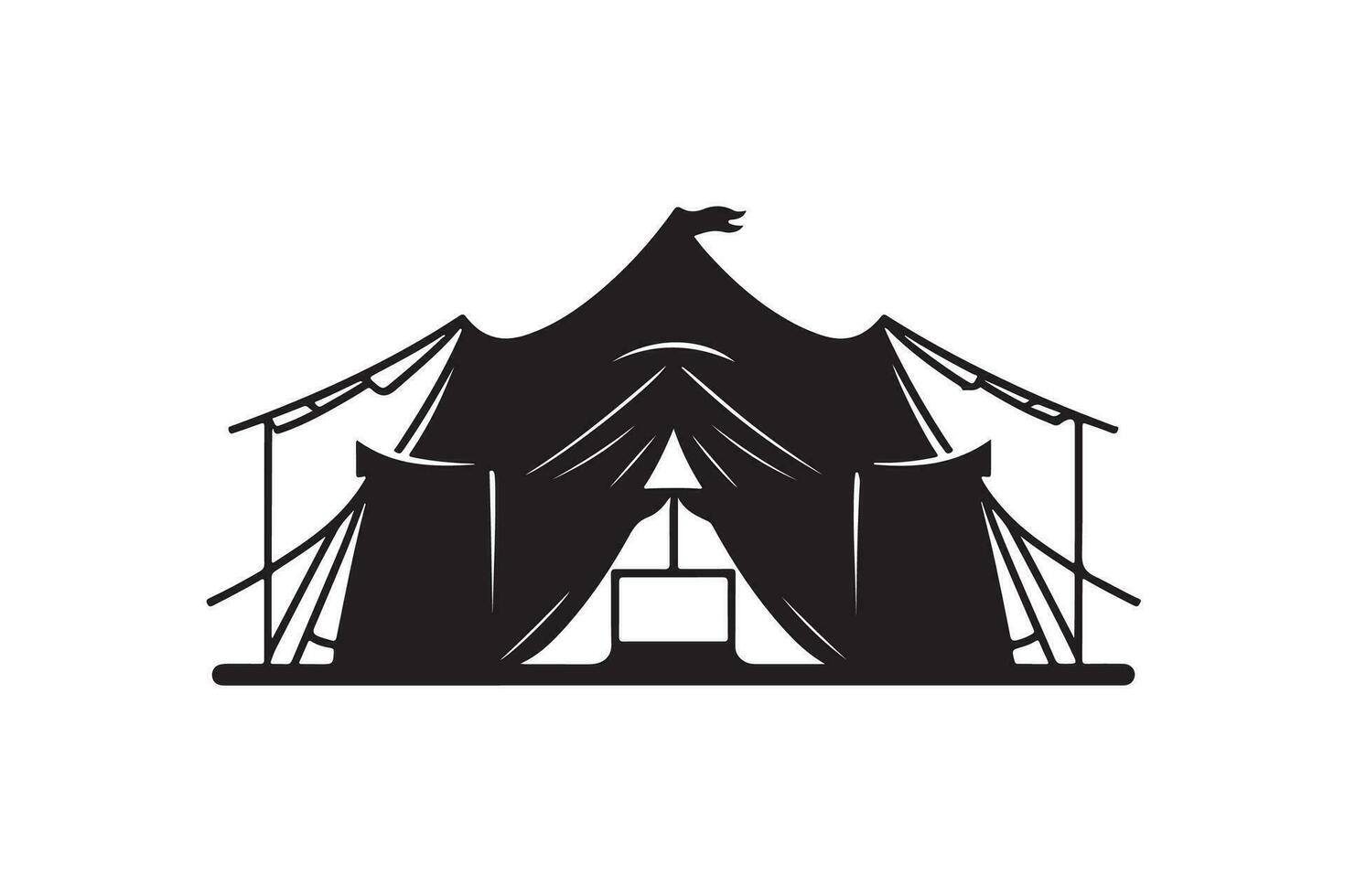 Tent silhouette black color in white background vector