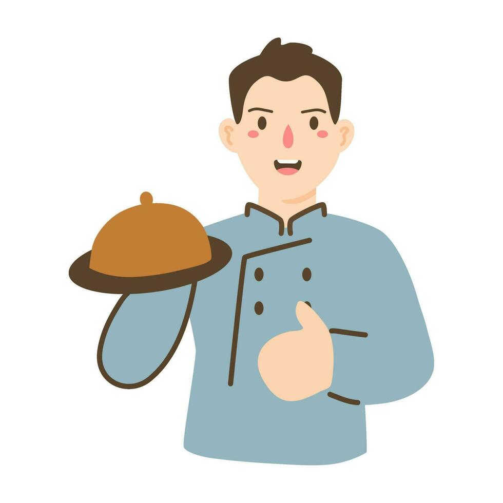 characteristic chef ready to serve vector