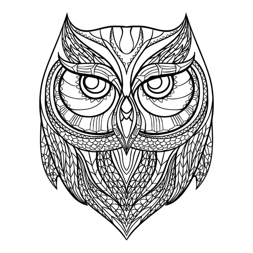 Hand Drawn Animal Owl Mandala Illustration vector